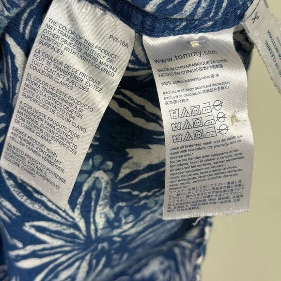 Tommy Hilfiger Blue & White Floral Short Sleeve Button Down Casual Dress Shirt S - Picture 4 of 4